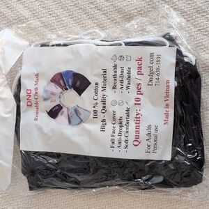 10 For$8  Black Face Masks - 10 Pack Washable Cotton Salon, Flu Season Travel